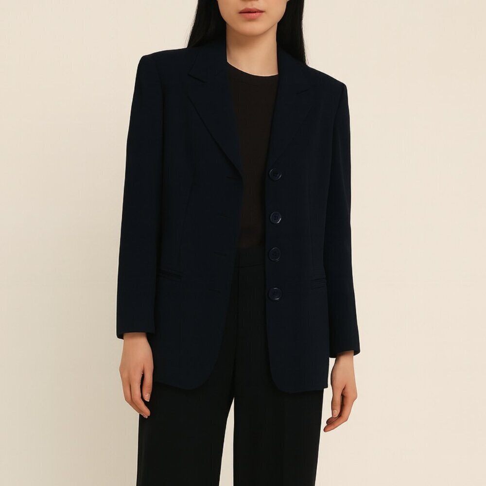 Yves Saint Laurent Rive Gauche Vintage 1980s Navy Blazer Sz L